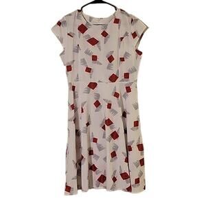 Rare Editions Women's Red,‎ White, and Blue Midi Dress Size L
